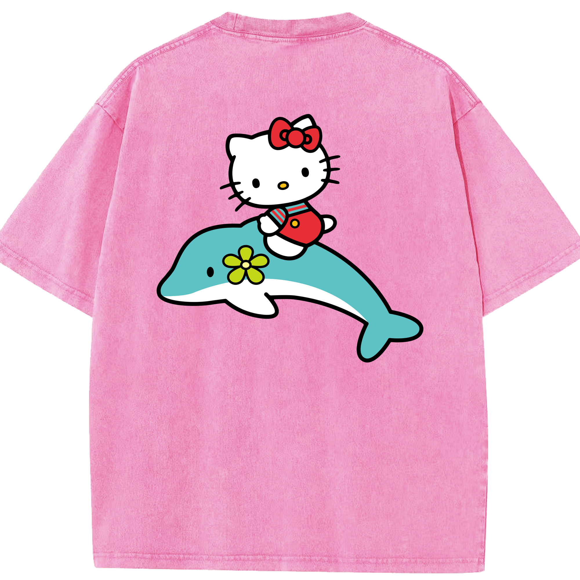 （画像用） Hello Kitty ハローキティ 綿100% ヴィンテージ風 半袖Tシャツ（背面プリント）